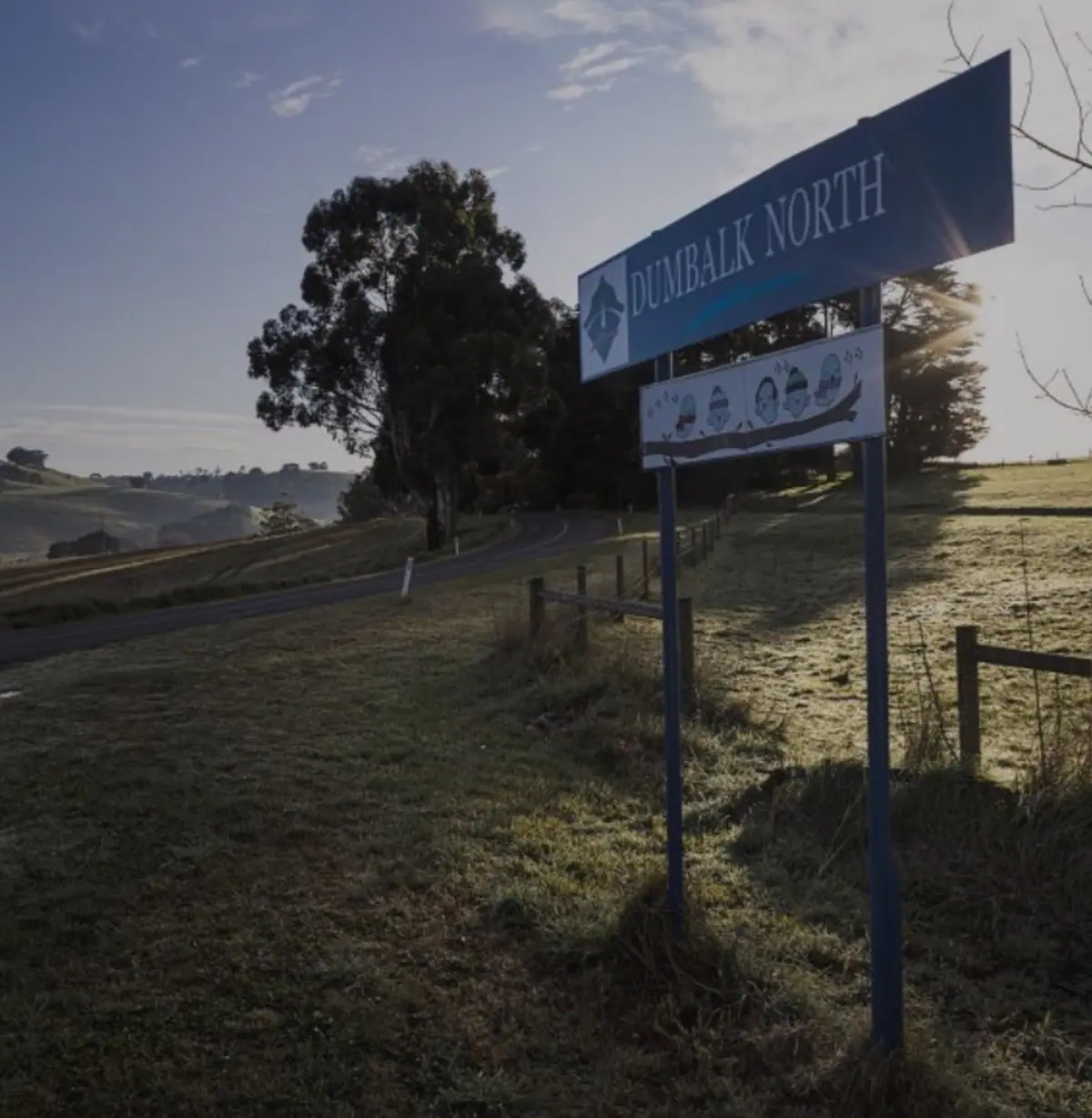 The Dumbalk North sign at dusk