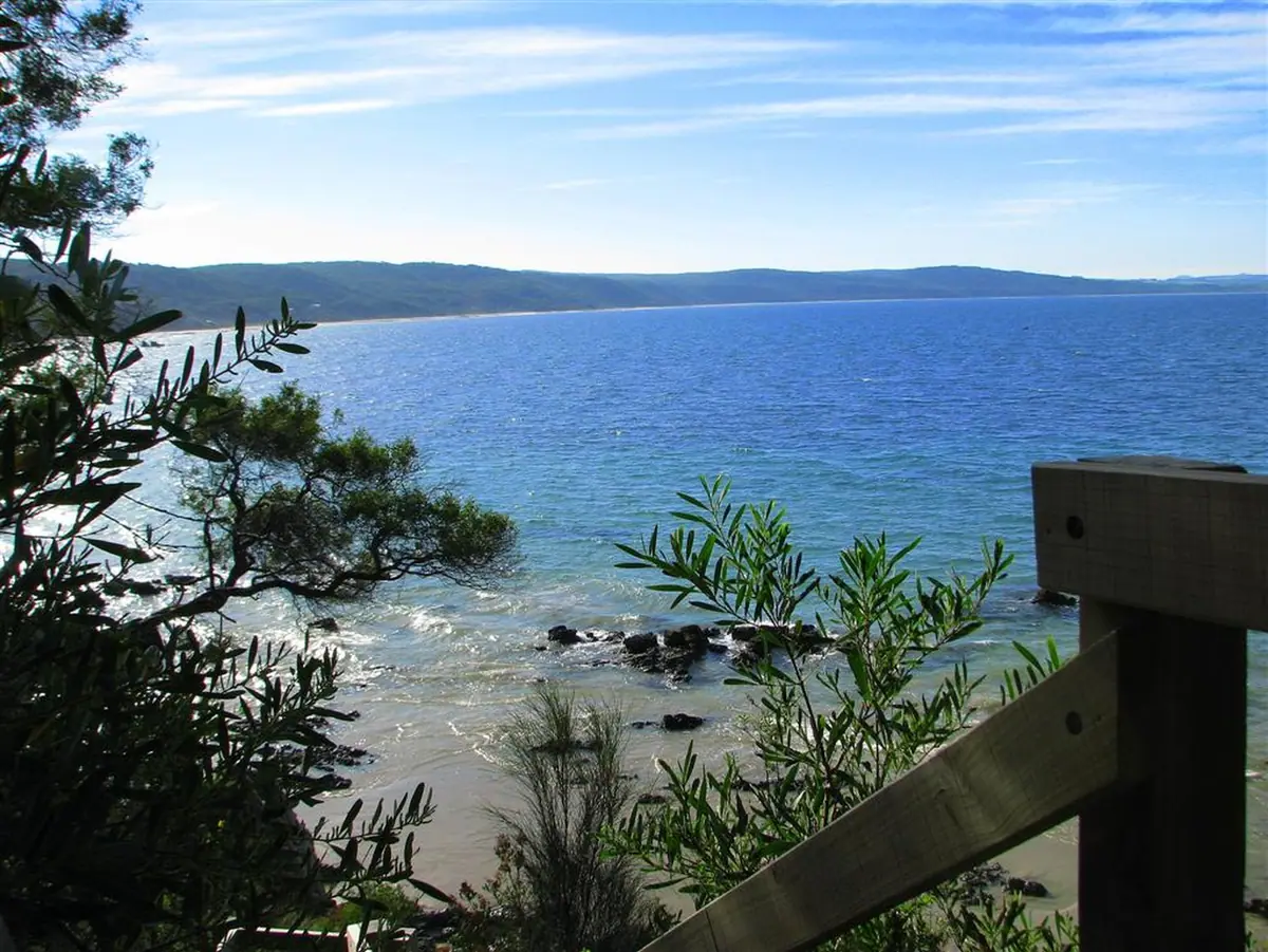 View across Waratah Bay from the rocky shore at Walkerville South